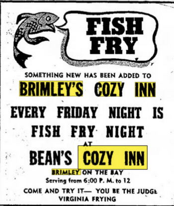 Cozy Inn - Aug 18 1953 Ad (newer photo)